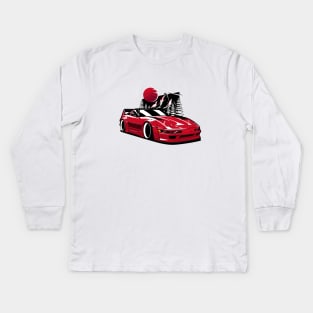 Red Corvette C4 Mountains Kids Long Sleeve T-Shirt